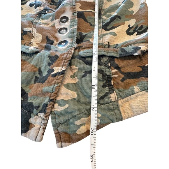 Free People Camo Military Jacket Button Up Cotton Blend Fitted Casual Coat Sz 0 - Picture 7 of 10
